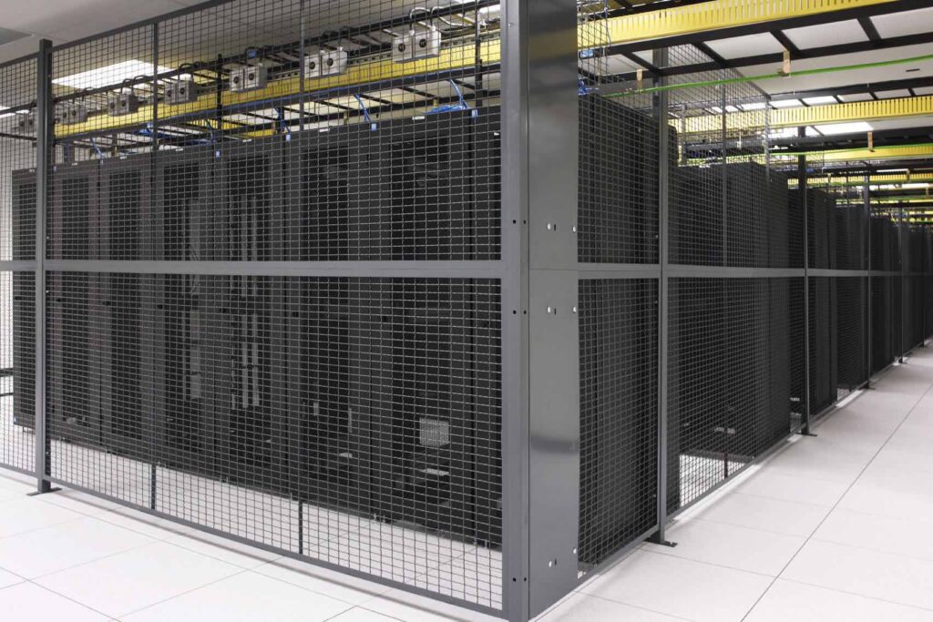 black mesh data center server cage