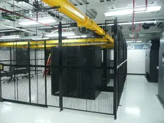 colocation enclosure for server racks in computer room
