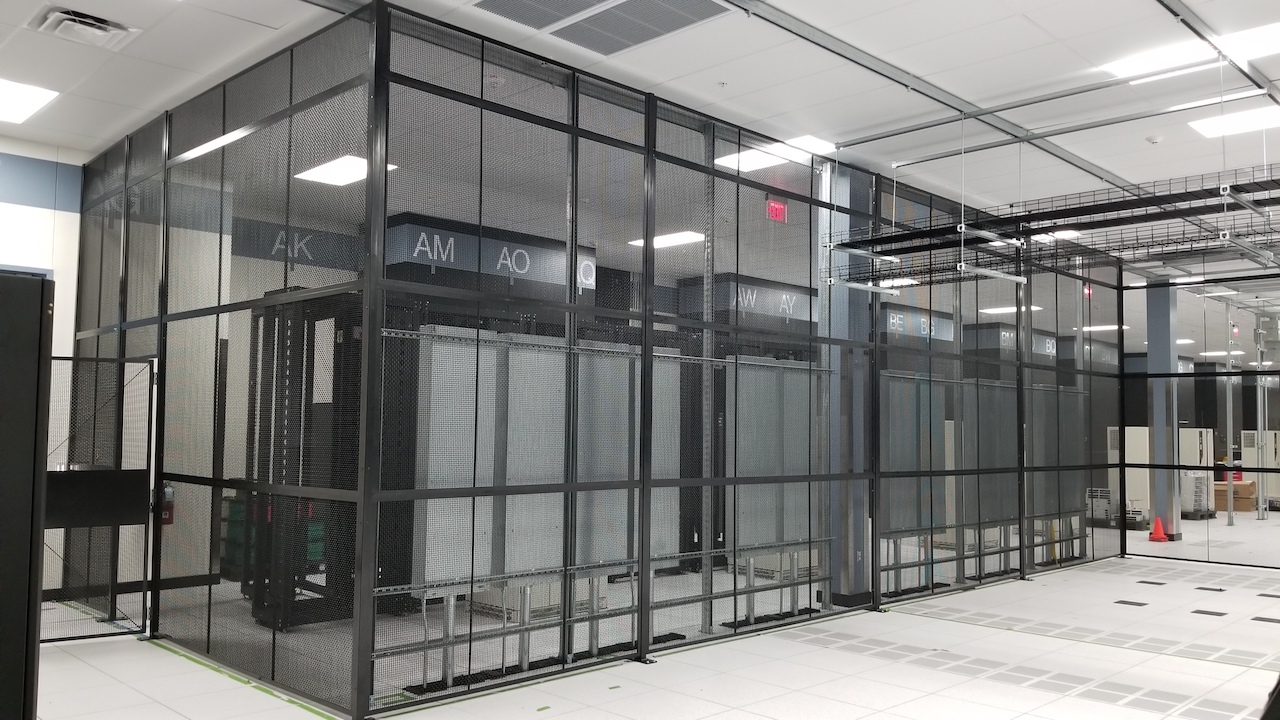 grey mesh wire data center cage